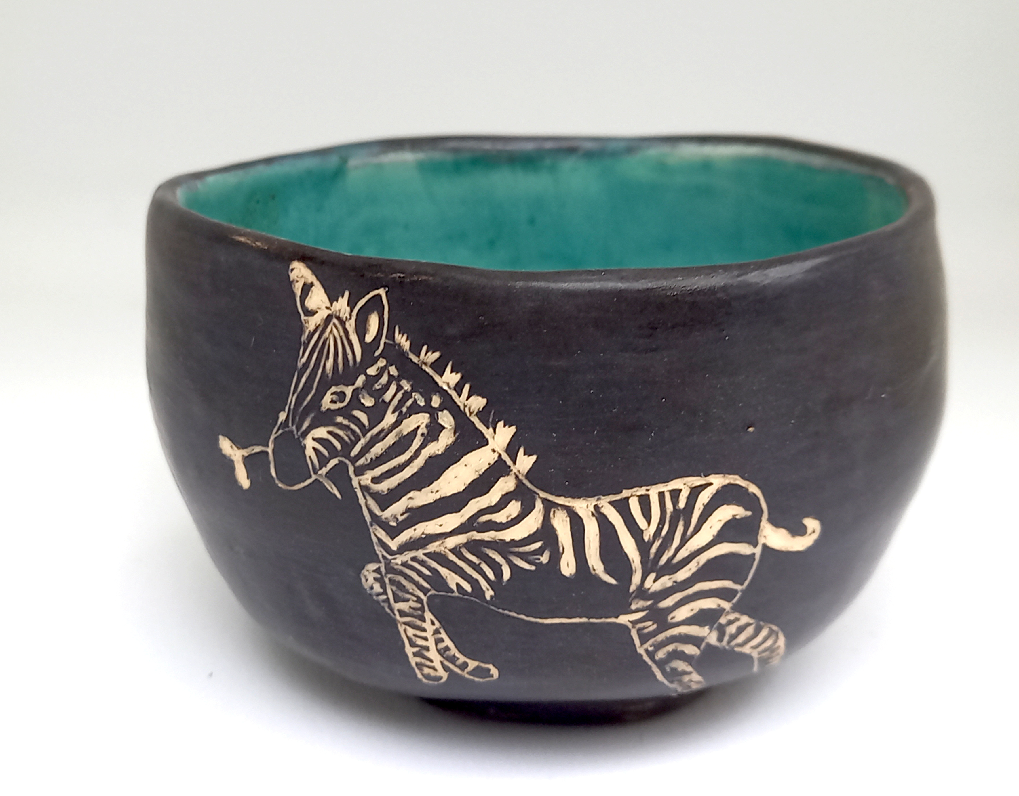 Chawan zebra en bloemen